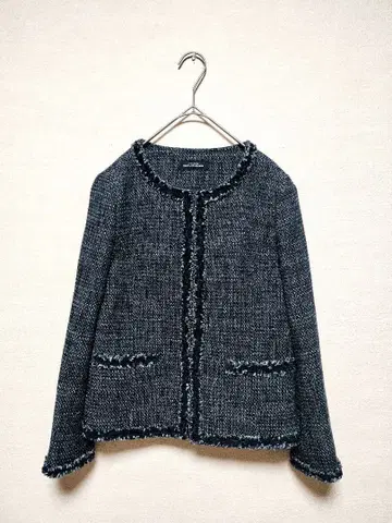 새상품급 GREEN LABEL RELAXING 프린지 트위드 자켓 38