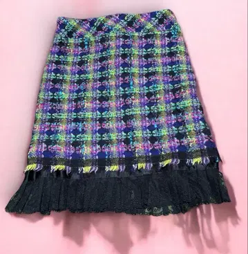 초레어 CHRISTIAN LACROIX 트위드 스커트 울 모헤어