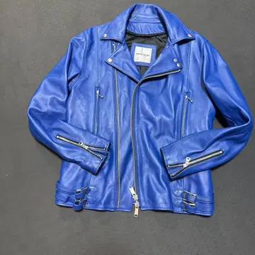 구하기 어려움 블루 가죽 더블 라이더 자켓 컨디션 최상