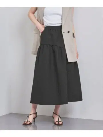 UNITED ARROWS AIRY 자카드 캉캉 스커트 블랙