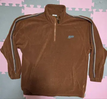 80s 레트로 푸마 저지 플리스 브라운 필기체