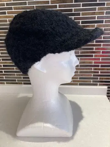 알파카, 울 뜨개질 캡 스타일 니트 모자 검정 블랙