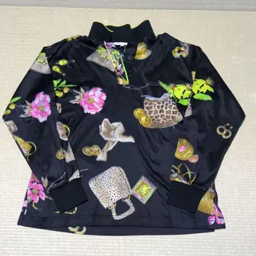 LEONARD M 긴팔 피케 셔츠 블랙/멀티 컬러