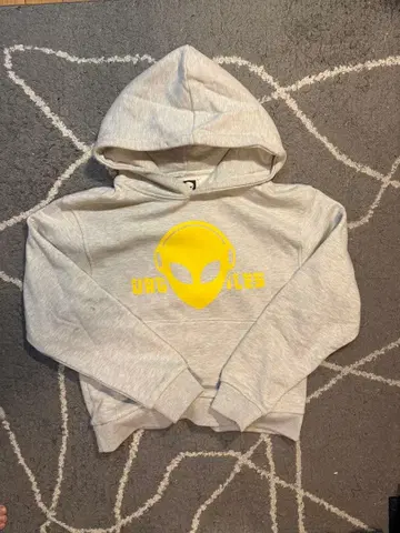 에이리언 프린트 그레이 후드티 XS