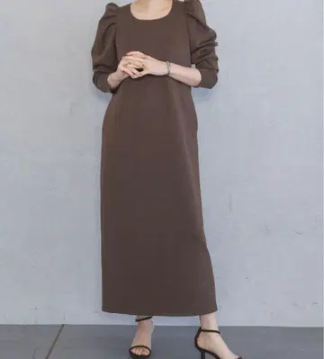 [아파트바이] 분또 퍼프 원피스 브라운