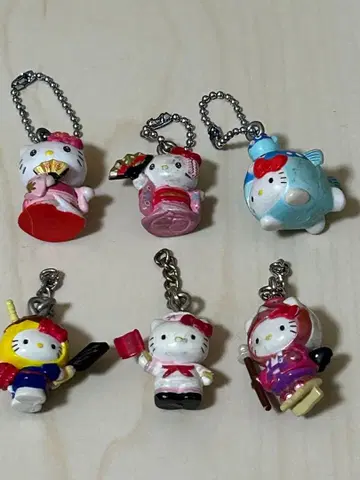 헬로키티 지역 한정 폴 체인 6개 세트 묶음 판매 레트로