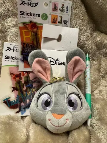 주토피아 주디 홉스 봉제인형 참과 스티커 2개 세트