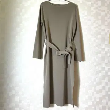 미아 오웬 허리 벨트 니트 롱 원피스 * 베이지 색상