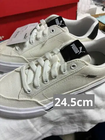 하자품 PUMA 화이트 스니커즈 24.5cm 클래식 벌크