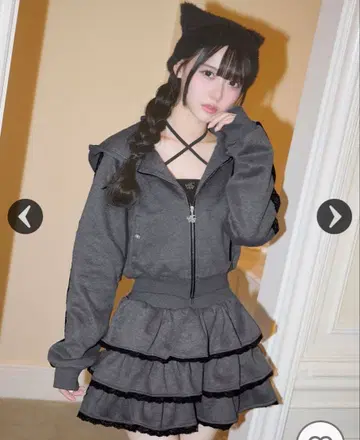 레이스 티어드 셋업 3종 세트 F 차콜 그레이