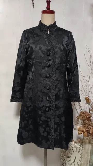 기모노 리메이크 차이나풍 카라 레이스 부착 코트 재구축