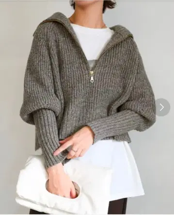 Select MOCA 긴팔 니트 멜란지 하프 지퍼 라메 니트탑