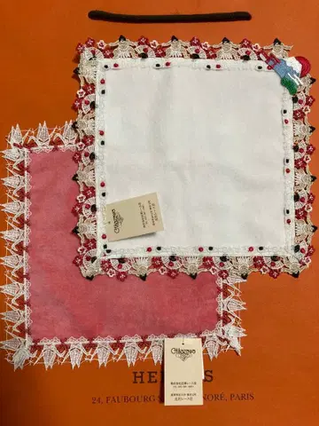 [미사용 새상품] 긴자와 레이스 타월 손수건 와 레이스 2장 세트