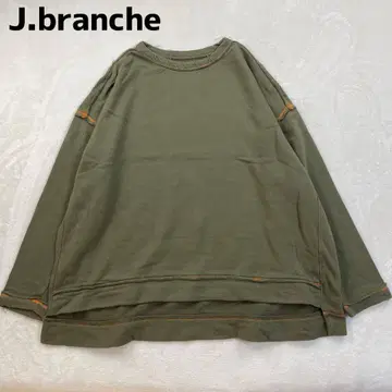 J.branche 스티치 디자인 풀오버 맨투맨 카키 오렌지