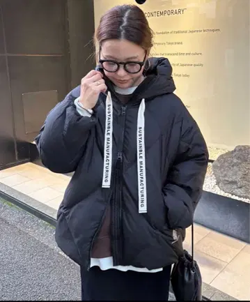 PUAL CE CIN 리사이클 다운 집업 후드 자켓 블랙