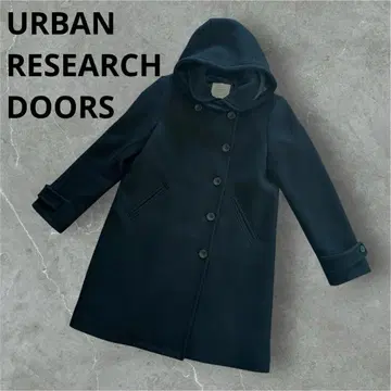 후드 부착 롱 코트 울 블랙 후드 탈부착 가능