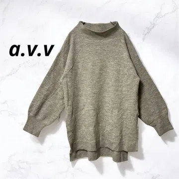 [ 아베베 ] 하이넥 니트 스웨터 베이지 무지 슬릿(S)