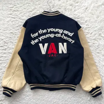 레어 VAN JACKET 가죽 아치 로고 와펜 바시티 자켓
