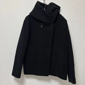 저널 스탠다드 더블 모사 후드 숏코트 블랙