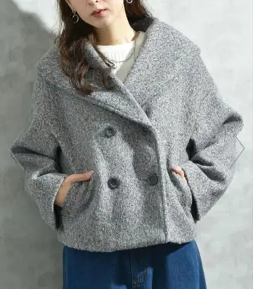 [ 미사용 택 없음 ] 페이크 울 반지 니트 숏코트 L 사이즈