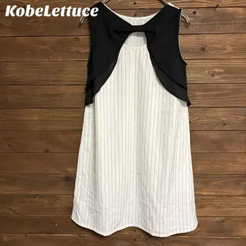 원피스 슬리브리스 화이트 블랙 스트라이프 원피스 F