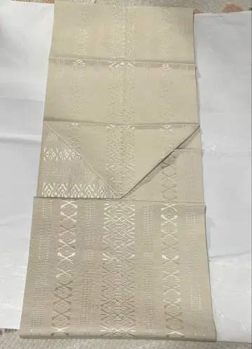 하카타 오비 베이지 직조 무늬