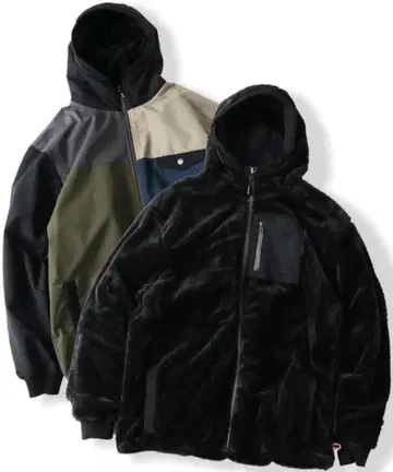짐 마스터 리버서블 보아x타스론 후드 자켓 블랙 L