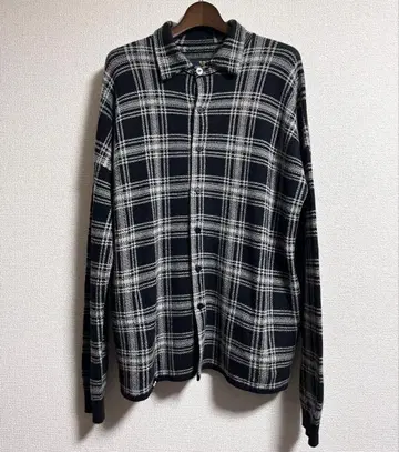 HOORSENBUHS 실버 버튼 캐시미어 니트 체크 셔츠