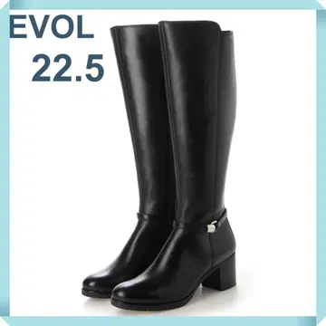 새상품 EVOL 천연 가죽 블랙 롱 부츠 22.5cm
