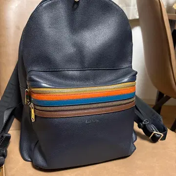 [ Paul Smith ] 네이비 가죽 백팩 스트라이프 포켓