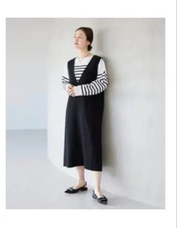 이에나 2way 스트레치 V넥 원피스 블랙 S