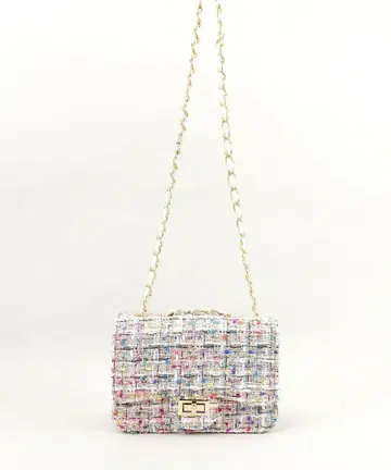 멀티 컬러 트위드 숄더백