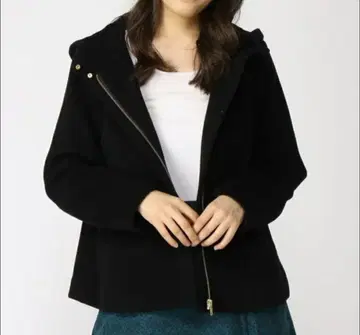 Techichi 블랙 후드 울 코트