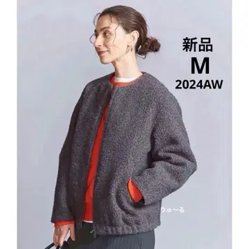 24AW 새상품 뷰티앤유스 부클레 지퍼 블루종/그레이/M