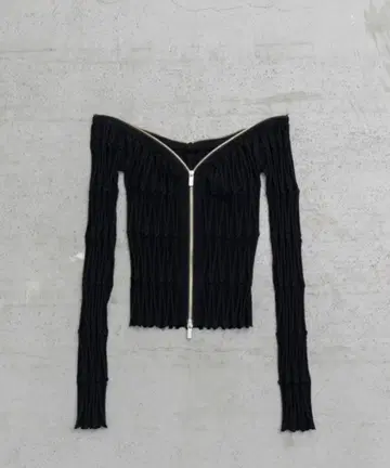 PRANK PROJECT 오프숄더 지퍼 니트 더블 지퍼 블랙