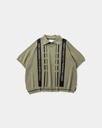 TIGHTBOOTH STRIPE KNIT OPEN POLO