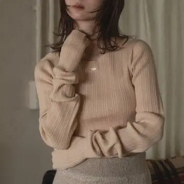 [ mideal ] 롱 슬리브 리브 니트