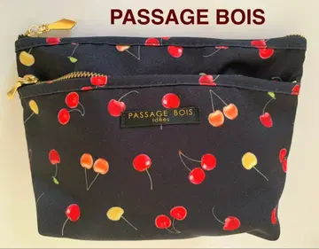 체리 패턴 2단 파우치 PASSAGE BOIS