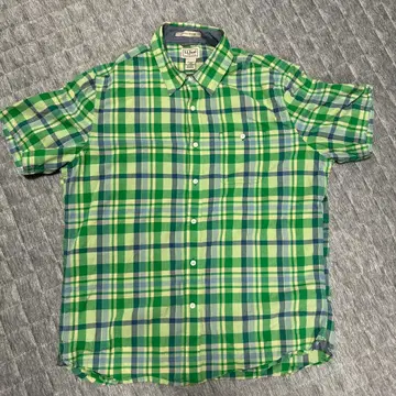 L.L.Bean 반팔 셔츠 그린 계열 체크 L-REG