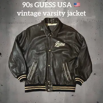 90s 빈티지 GUESS USA 바시티 자켓 가죽 자켓