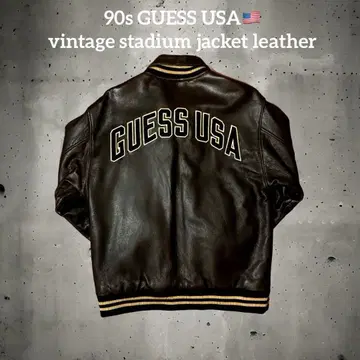 90s 빈티지 GUESS USA 바시티 자켓 가죽 자켓