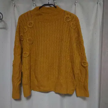 Desigual XL 머스타드 긴팔 니트 스웨터