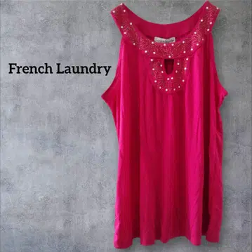 1점 한정 French Laundry 핑크 슬리브리스 티셔츠 [ XL ]