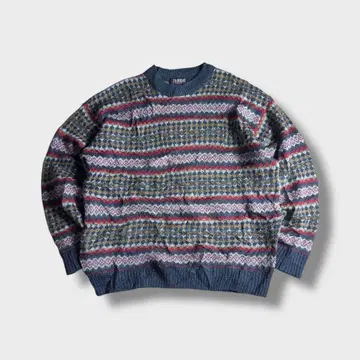 90s 페어아일 패턴 니트 스웨터 노르딕 올 패턴 Y2K 구제 의류