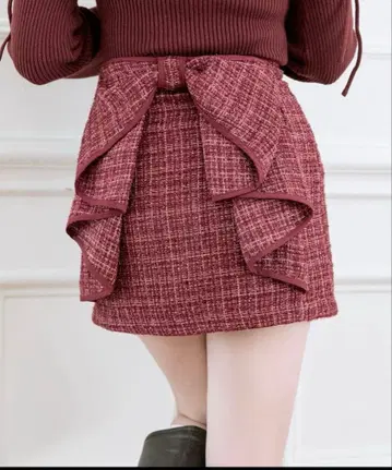 [ Belle Charme ] 백리본 트위드 스커트