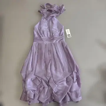 [택 포함 새상품] 라벤더 하이넥 플레어 드레스