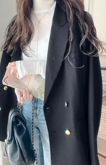 사이드 슬릿 오버 사이즈 더블 자켓