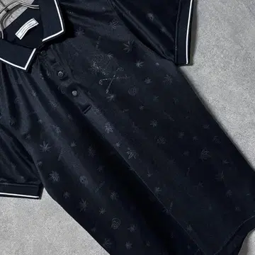 MARK & LONA 마크앤로나 스컬 디자인 피케 셔츠 블랙