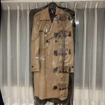 베이지 더블 브레스트 캐시미어 100 트렌치코트