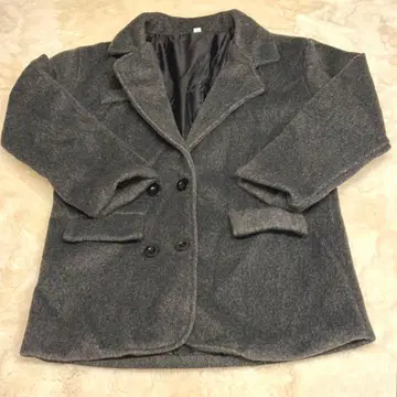 울 더블 코트 차콜 그레이